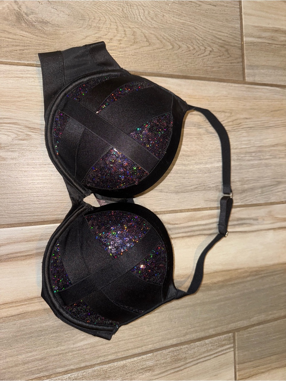 Victoria's Secret Black Glitter Push-Up Bra